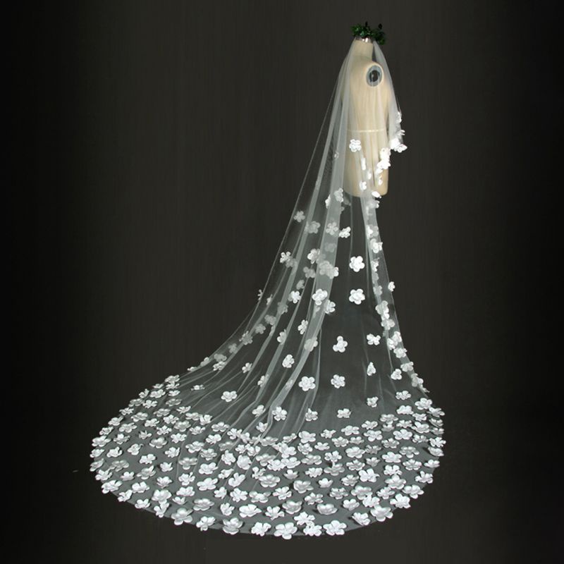 Mạng Che Mặt Một Lớp Bằng Vải Tuyn Siêu Dài Lãng Mạn Cho Đám Cưới