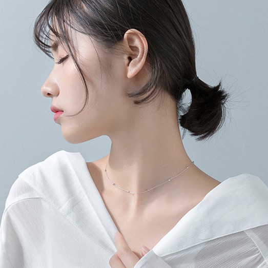 Dây chuyền choker vòng cổ nữ bạc s925 những hạt bi tròn Cá jewelry DC20