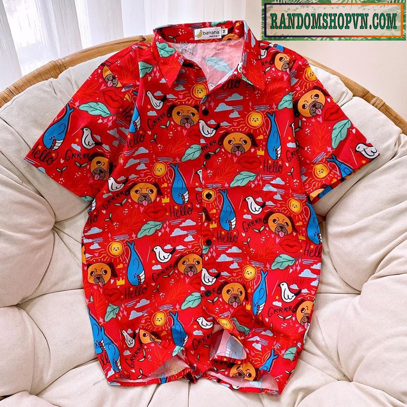 Áo sơ mi hoạ tiết cún dễ thương.