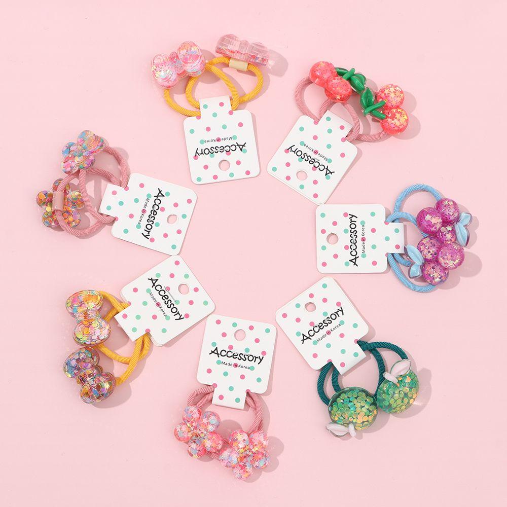 ROSE Set 2 Dây Cột Tóc Co Giãn Đính Hoa Hoạt Hình Dễ Thương Cho Bé Gái