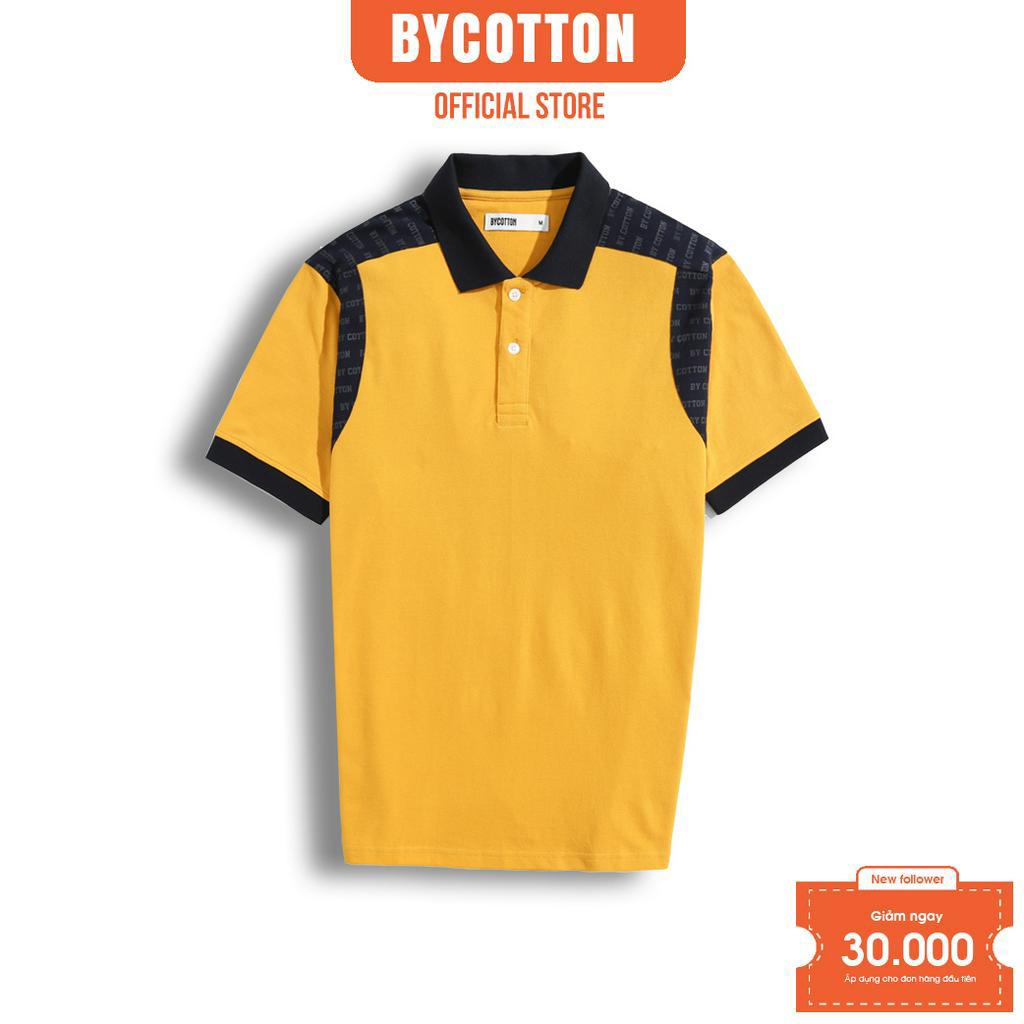 Áo Polo Nam Cao Cấp Có Cổ BY COTTON Phối Vai Vàng Đen