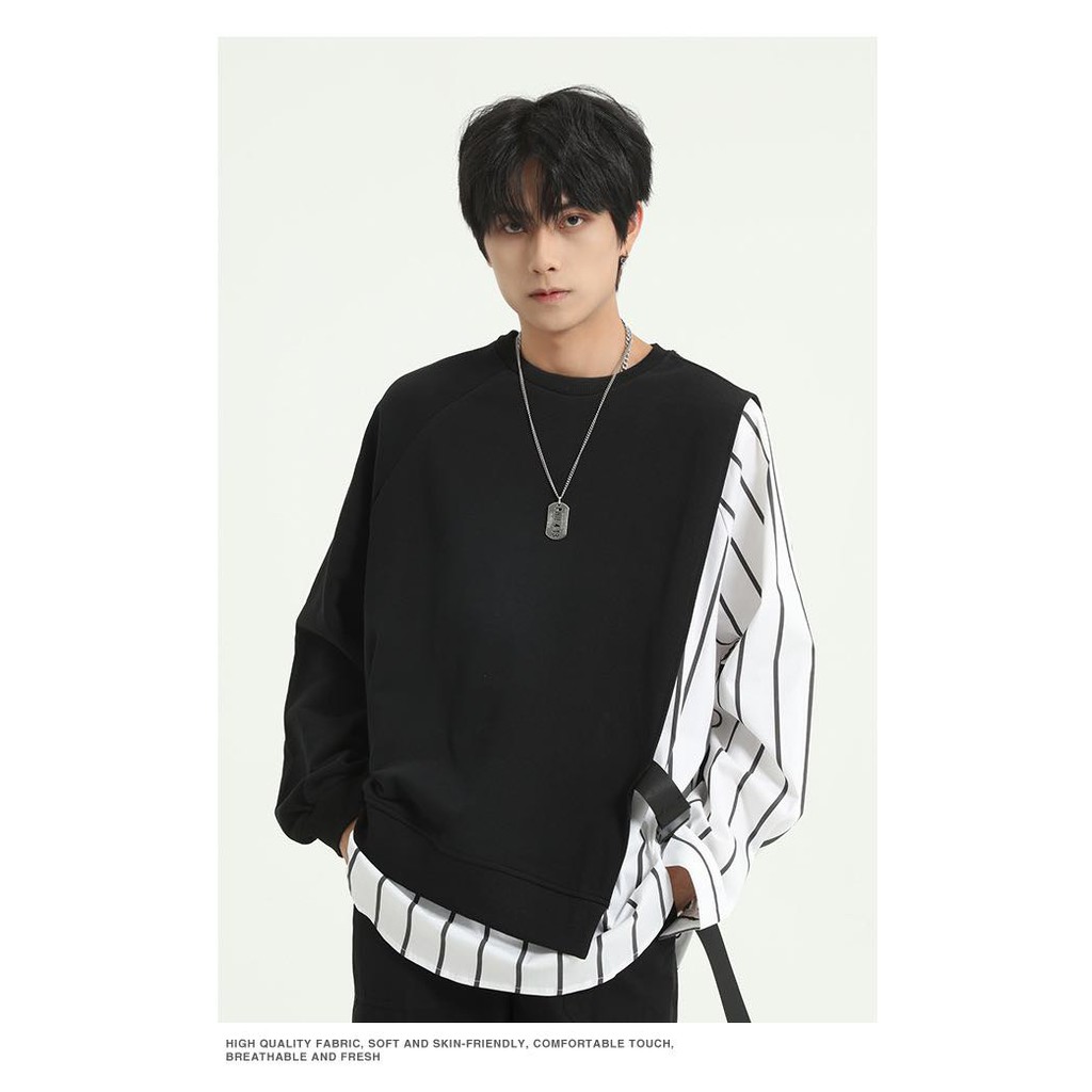 ÁO SƠ MI PHỐI THUN TAY DÀI THỜI TRANG MR SMILE 99 SHOP UNISEX | BigBuy360 - bigbuy360.vn