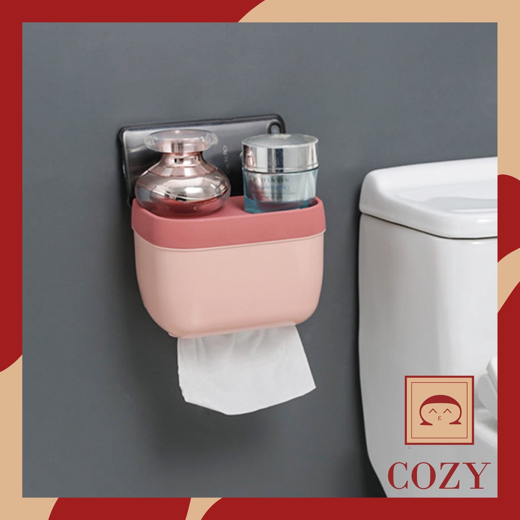 [Mã Life1511A Giảm 10% Đơn 50K] Hộp Đựng Giấy Vệ Sinh Dán Tường, Hộp Giấy Vệ Sinh Có Khay Để Đồ Tiện Lợi