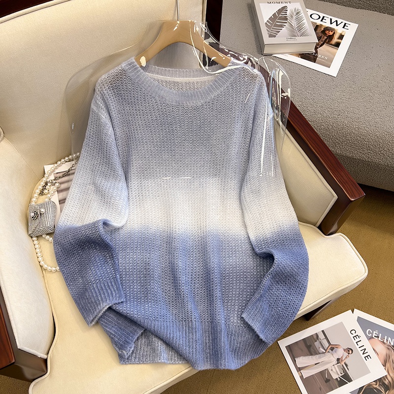 Áo sweater Dệt Kim Thay Đổi Màu Sắc Phong Cách Hàn Quốc