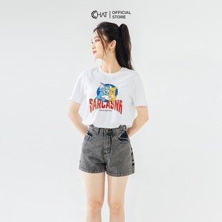 Quần short jean mài ghi CCHAT