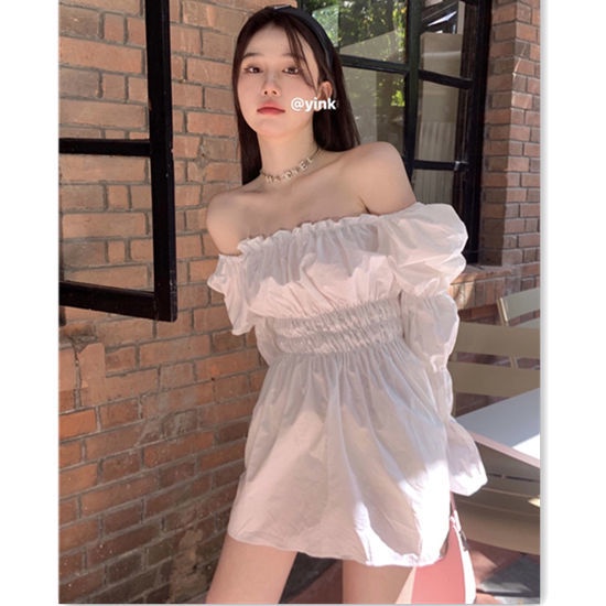 COZOK Đầm Dài Tay Hở Vai Form Ôm Kiểu Dáng Quyến Rũ