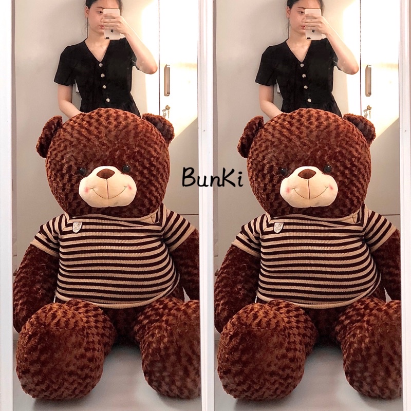 GẤU BỒNG TEDDY SÔCÔLA 1M75 KHỔ VẢI CAO 1M55 CAO CẤP BUNKI ẢNH THẬT