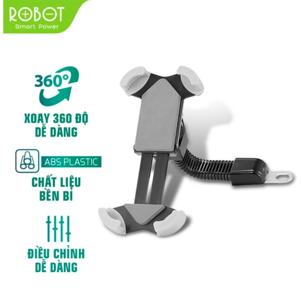 Giá Đỡ Điện Thoại Xe Máy ROBOT MH01 4 Góc Kẹp Chắc Chắn An Toàn Chống Trơn Trượt Chắc Chắn, Màn Hình 4-5.5inch