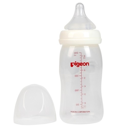 Bình sữa Pigeon 160ml / 240ml / 330ml cổ rộng PP Plus với núm vú silicone siêu mềm Plus