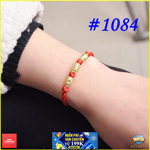 VÒNG TAY THỜI TRANG CHỈ ĐỎ MIX 3 ĐỐT XI VÀNG SH1084