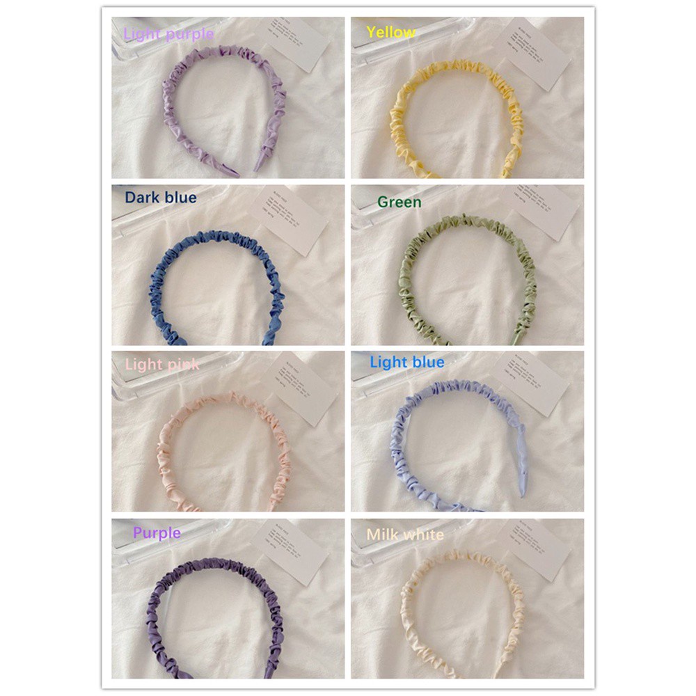 Băng đô bằng vải lụa nhún màu kẹo đơn giản phong cách Hàn Quốc thời trang cho nữ