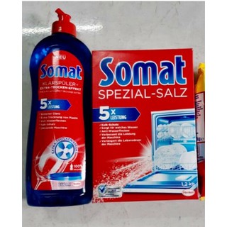 Combo muối rửa chén Somat và chai nước làm bóng somat 750ml