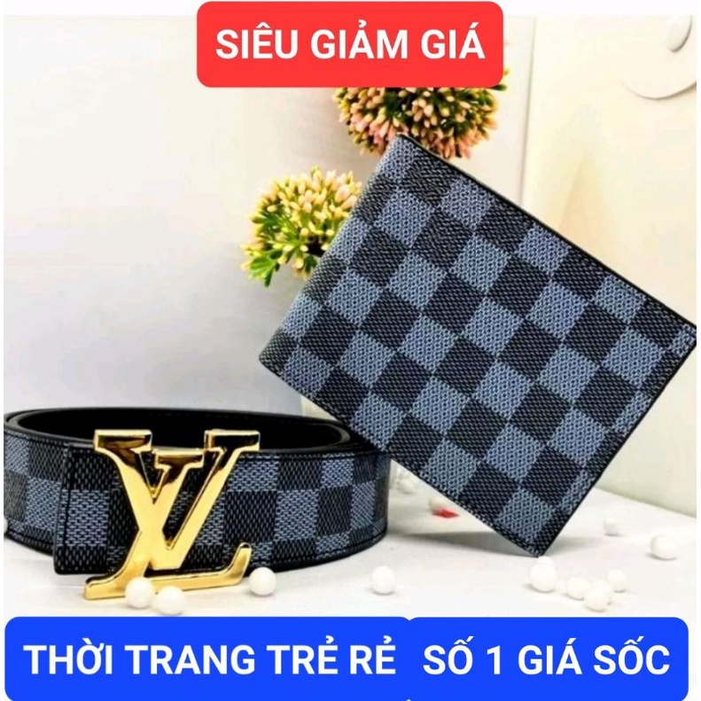 Com Bo thắt Lưng +Ví Da Cao Cấp kẻ Caro Thời Trang Trẻ Trung99