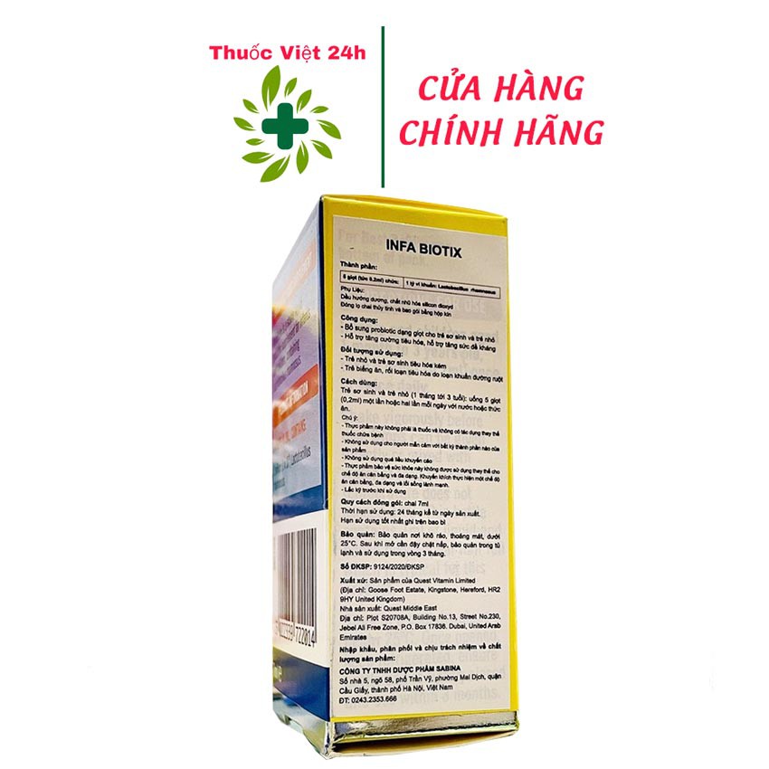 Infa Biotix Drops (7ml) - Bổ sung Probiotic, hỗ trợ tăng cường tiêu hóa & sức đề kháng cho trẻ - thuocviet24h