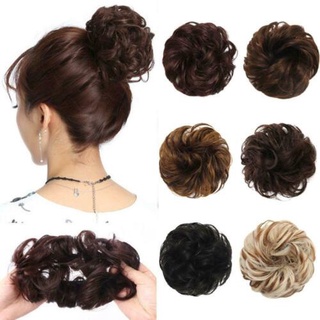 Real Remy Tóc Con Người Lộn Xộn Bun Co Giãn Scrunchie Kẹp Đuôi Ngựa Phần Mở Rộng.US Trong Q3Z7