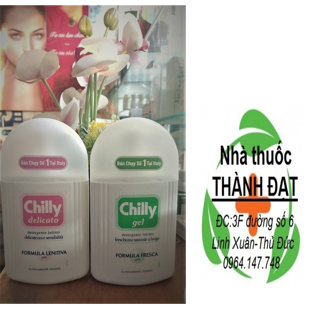 Chilly Gel dung dịch vệ sinh phụ nữ, Delicato (chai 200ml) bán chạy số 1 tại italy / chily