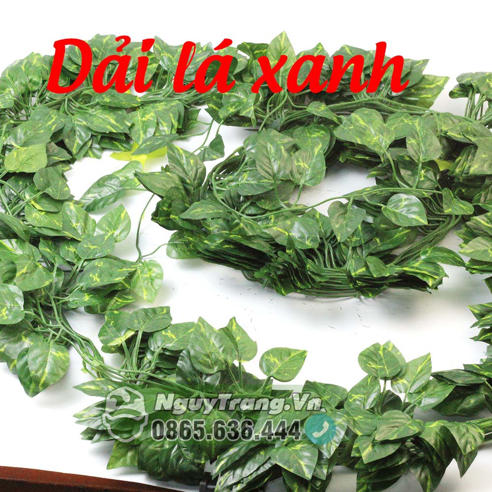 Dây leo cây giả, dải cây giả lá nho xanh, dưa hấu dài 2m2 1 dây