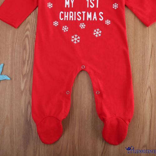 ❤XZQ-Cute Baby Christmas Clothes Sweet Casual Kids Newborn Fall Long Sleeve Red Xmas Sunsuit Jumpsuit Romper Outfits