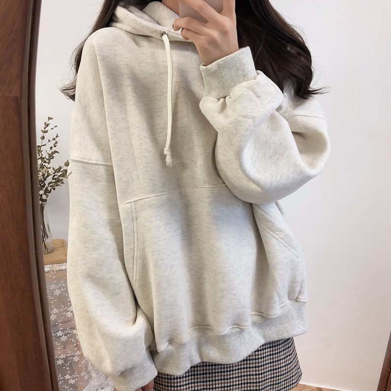 Áo Hoodie Tay Dài Form Rộng Size Lớn M-2Xl Phong Cách Hàn Quốc