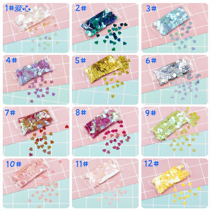 Charm (C250) slime/ Dụng Cụ Charm Nail và điện thoại Trang Trí Hình Trái tim nhiều màu sắc - 10 gram