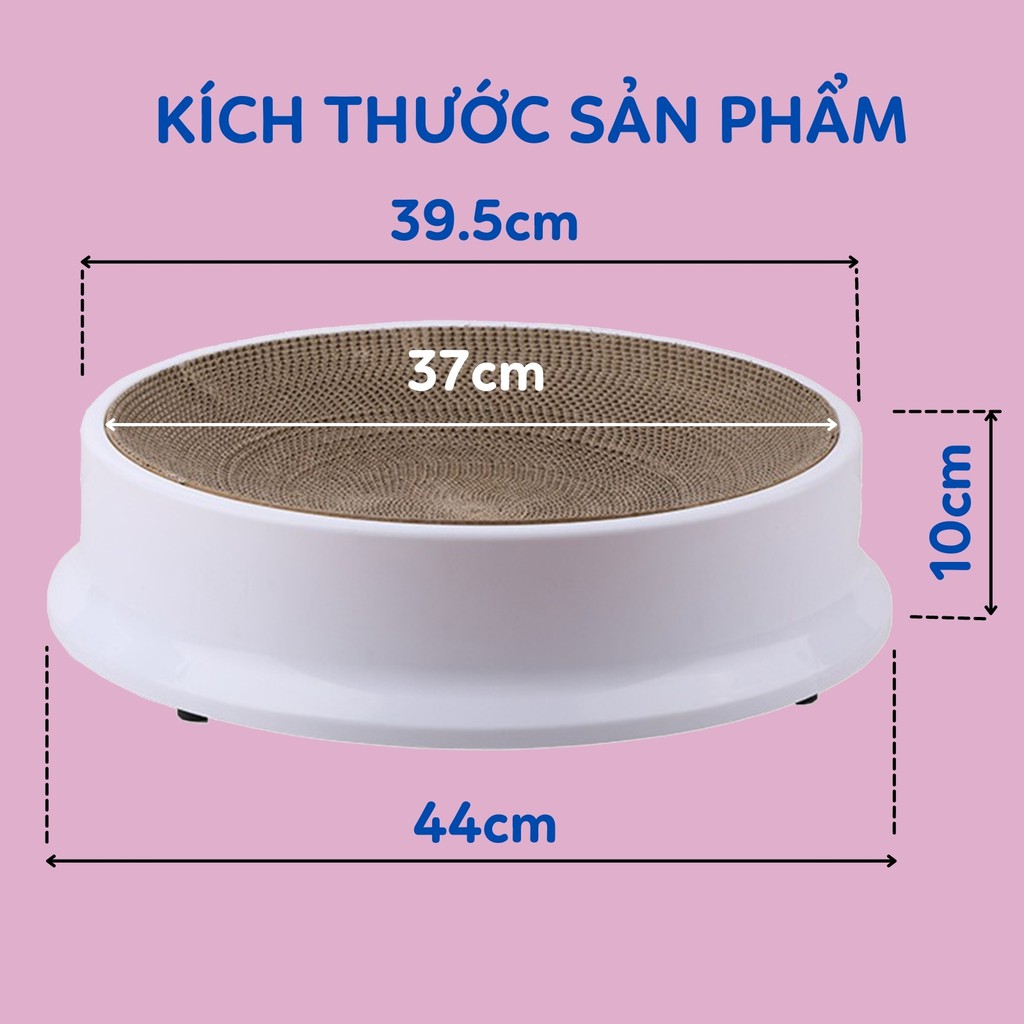 Bàn cào móng cho mèo vỏ nhựa hình tròn có thể tháo và thay lõi carton D 39.5x10cm