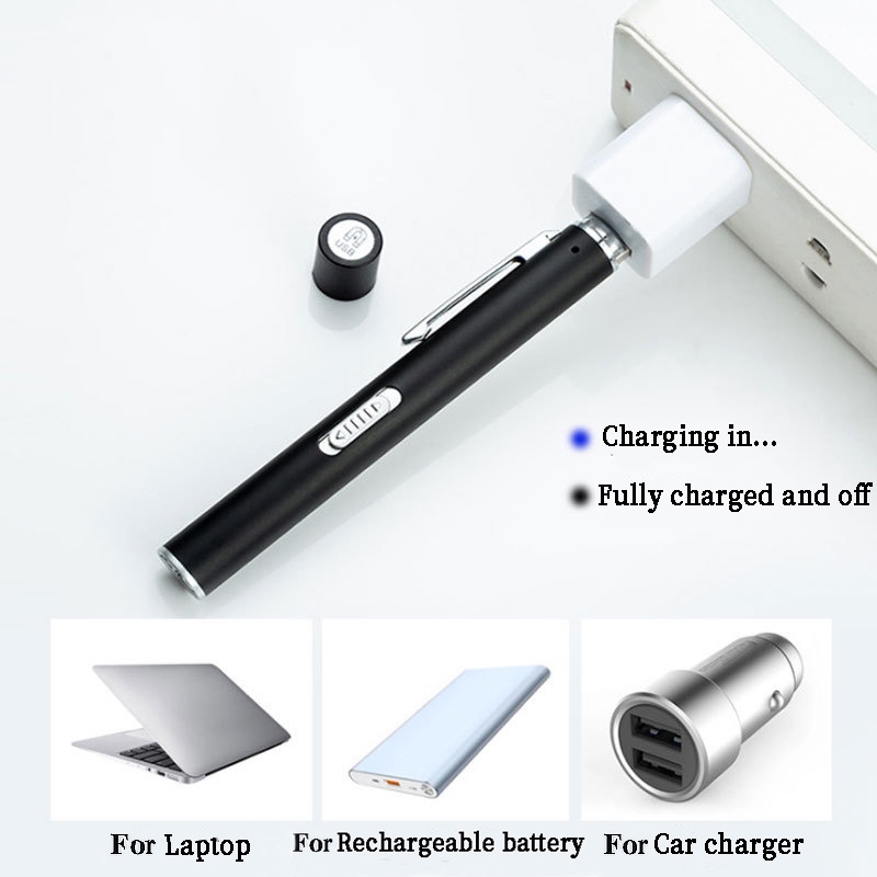 [Mới] Đèn Pin LED Mini Hai Đầu / Sạc USB Bằng Thép Không Gỉ / Đèn Pin Khẩn Cấp Có Thể Tái Sử Dụng Cho Nhà Và Ngoà