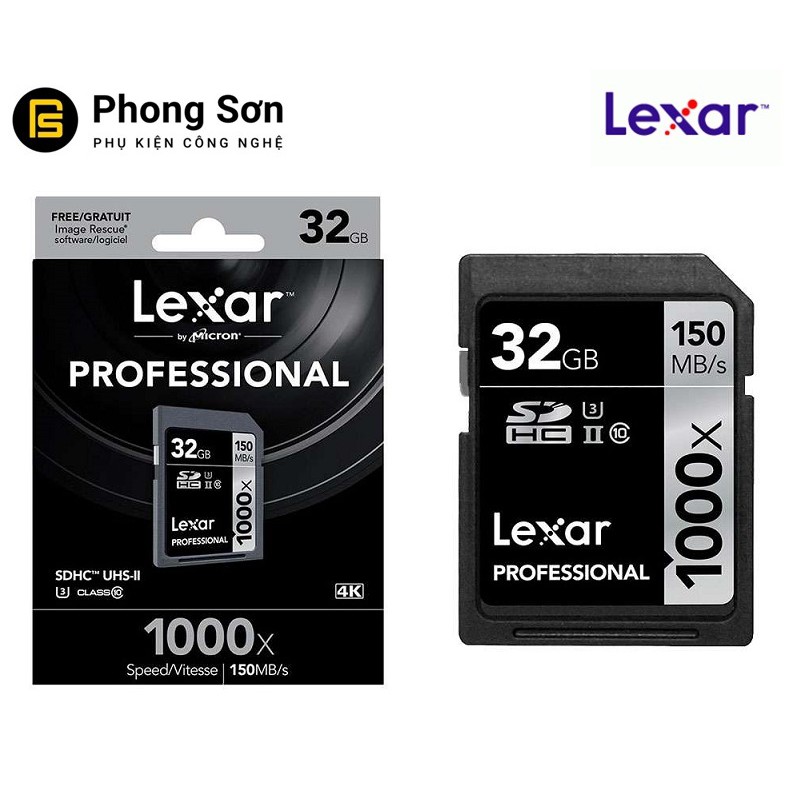 [Mã 159ELSALE hoàn 7% đơn 300K] Thẻ nhớ Lexar SDHC 32GB Pro 1000X 150mb/s, UHS II U3 Dành cho máy ảnh (Hàng nhập khẩu)