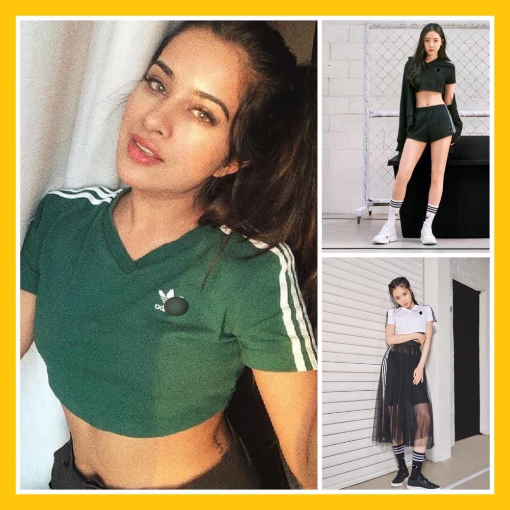 Áo Croptop Cổ Tim Tay Ngắn Sọc Tay