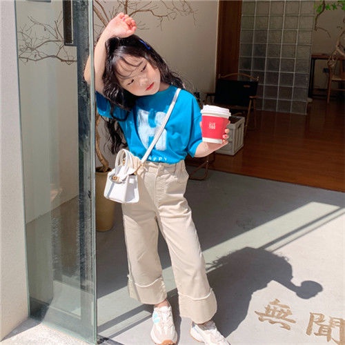 Áo Thun Cotton Tay Ngắn Cổ Tròn Thoải Mái Phong Cách Hàn Quốc Cho Bé Gái