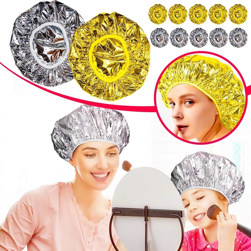 Mũ Trùm Tóc Bằng Lá Nhôm Cách Nhiệt Chống Thấm Nước Đa Năng Dùng 1 Lần Cho Salon Làm Đẹp