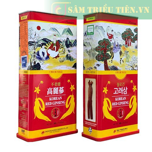 Hồng sâm củ khô 6 năm tuổi 300g hộp thiếc chính hãng Deadong Hàn Quốc