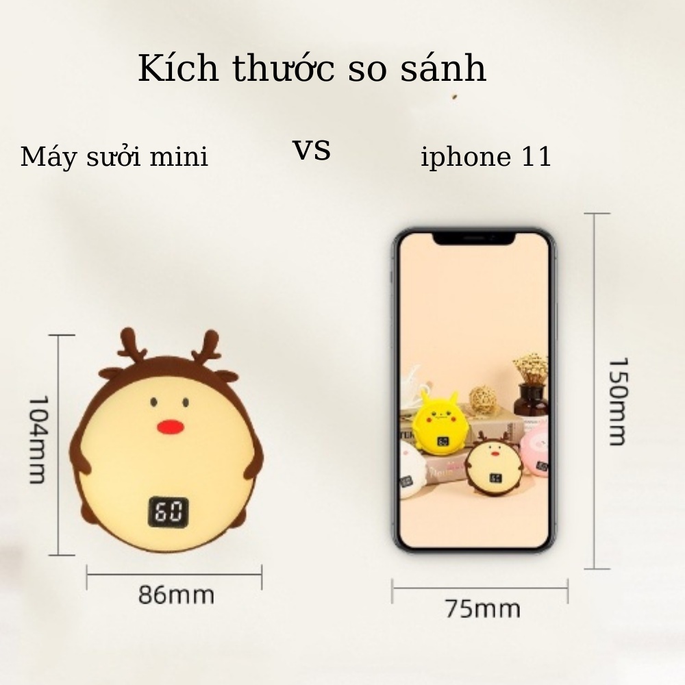 Máy sưởi ấm mini cầm tay thông minh cao cấp – Máy sưởi ấm tay cao cấp,kèm sạc pin dự phòng 10000mAh