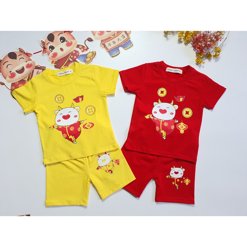 Bộ Ngắn Tay TẾT NGUYÊN ĐÁN 2021 MINKY MOM COTTON 100%