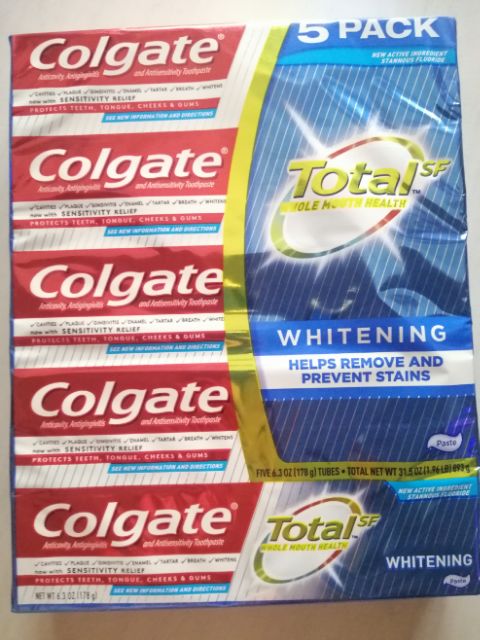 {Cam Kết Chính Hãng} Kem Đánh Răng Cho Răng Nhạy Cảm Colgate Total SF Whole Mouth Health Whitening - 181g