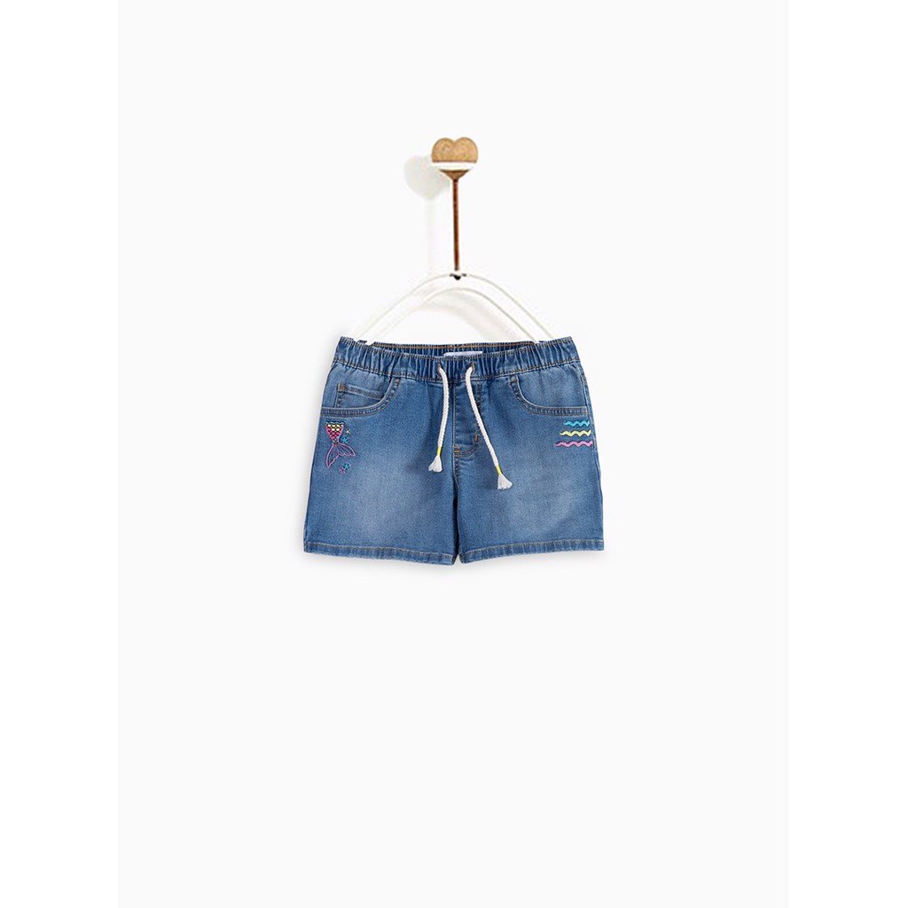 Quần Short Bé Gái M.D.K Mermaid embroidered denim pull on short M.D.K - cá tính, năng động