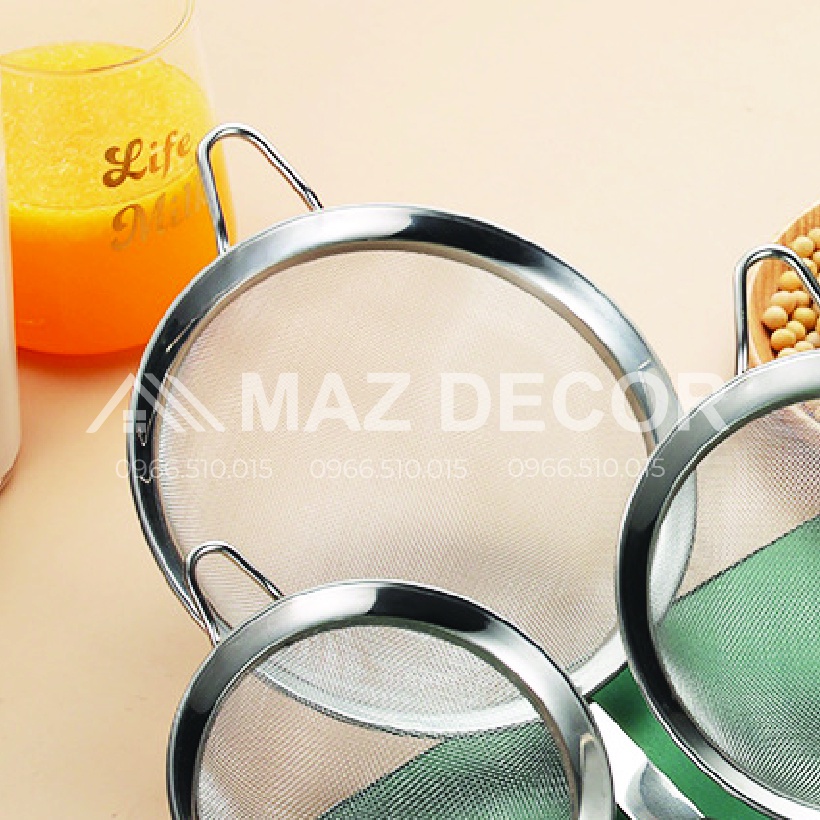 SALE Dụng cụ Vợt Rây Lọc Cán xanh dày lưới Inox Lọc Cháo Lọc Bột lọc trà cafe có tay cầm làm bánh vắt chanh cao cấp đẹp