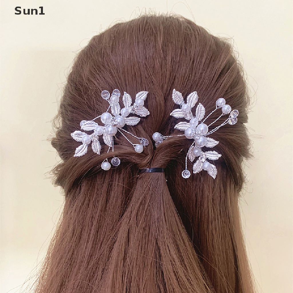 Sun1 &gt; Trâm Cài Tóc Chữ U Hình Hoa Lá Đính Pha Lê Ngọc Trai Phong Cách Hanfu Cổ Điển Dành Cho Cô Dâu / Biểu Diễn