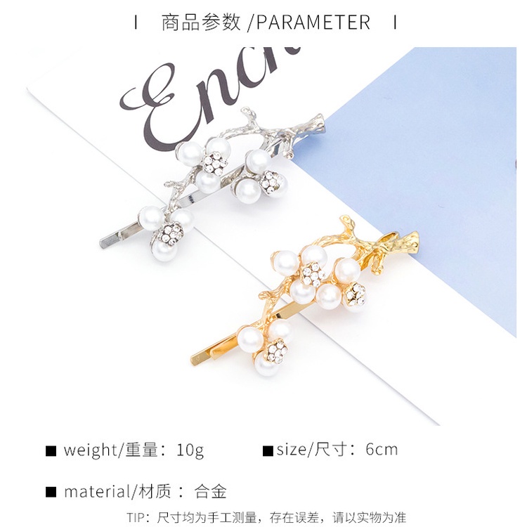 Kẹp tóc đính đá và hạt ngọc trai nhân tạo phong cách Hàn Quốc thời trang