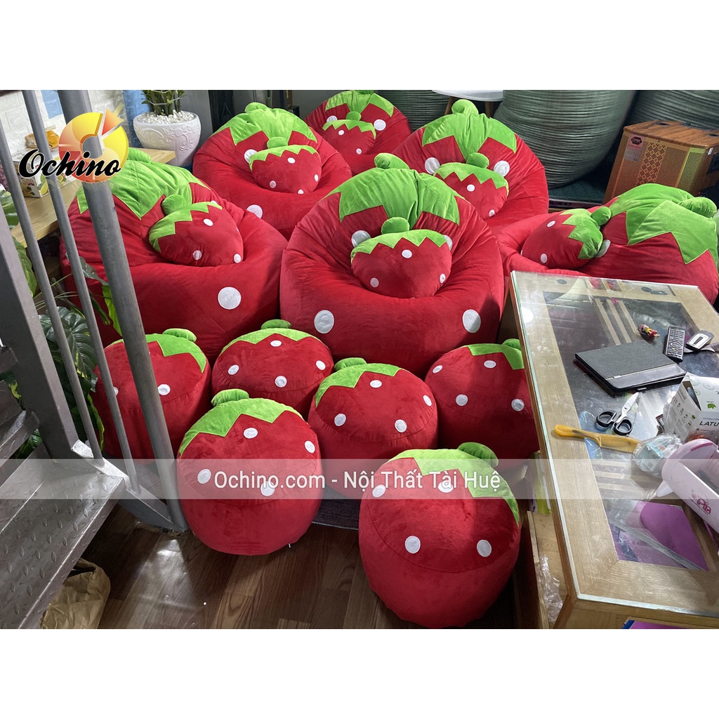 Ghế Hạt Xốp Thư Giãn Hình Dâu Tây, Hình Thú Xinh Xắn Size To 1M2-90 (Hàng Có Sẵn)