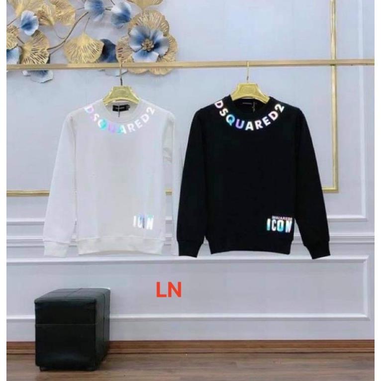 Áo Sweater DSQUARED2 vòng cổ phản quang 7 màu nỉ dài tay cổ tròn dày đẹp