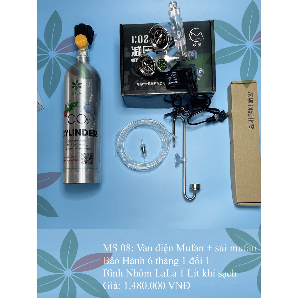 MS08 Bình co2 1 Lít van điện Mufan và sủi mufan