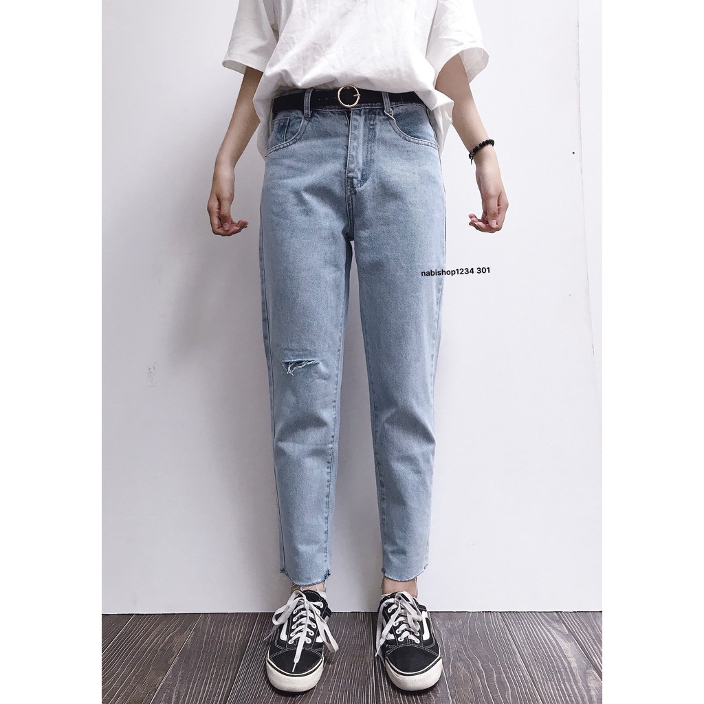 [Mã WA23150 giảm 20k đơn 150k] BG301 Quần Baggy Jean Lai Cắt 1 Gối 1708 (ảnh thật chính chủ)