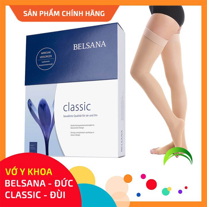 [Chính hãng] Vớ đùi chống giãn tĩnh mạch, cấp độ I, màu da, chính hãng BELSANA CLASSIC AG, Lưới silicon chống trượt