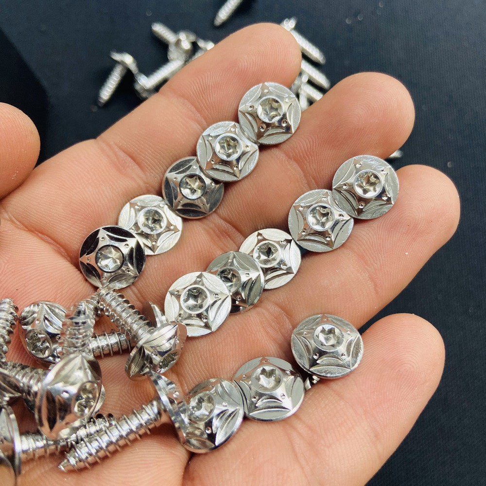 [Ốc SALAYA dàn áo] Bộ 10 con ốc dàn áo INOX SALAYA kiểu mới 5ly xoắn gắn các dòng xe YAMAHA