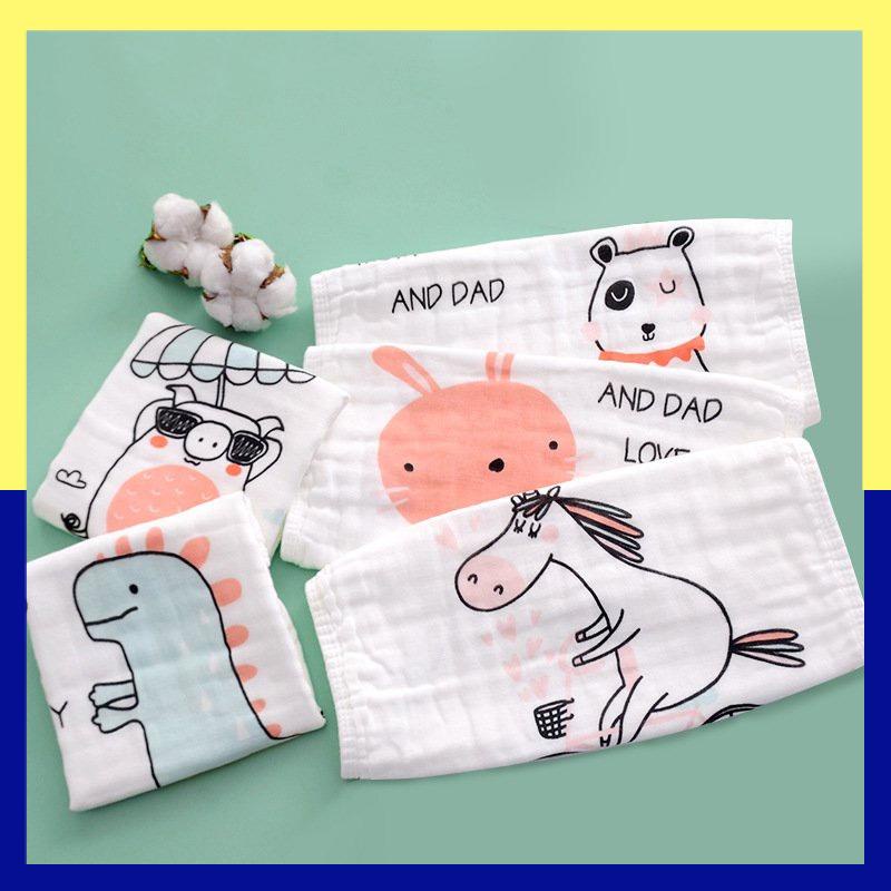 Set 5 Khăn Xô 6 Lớp Cho Bé, Khăn Sữa Cho Bé Kích Thước 30*30 Siêu Thấm Hút - Tiny Kids