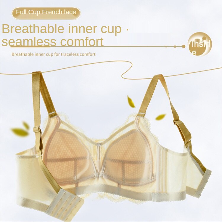 Sexy lace bra thin section without steel ring gathers to prevent sagging, adjustable bra 34-42BCDE