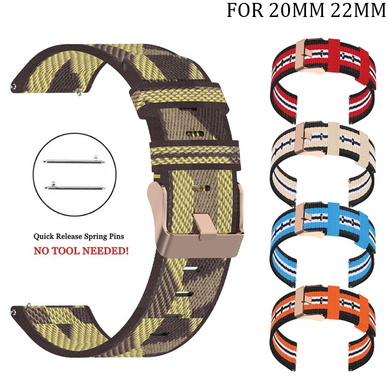 Dây Đeo Sợi Nylon 20mm 22mm Thoáng Khí Thoải Mái Cho Đồng Hồ Thông Minh Huami Amazfit Watch Gts Gtr 42mm 47mm Pace Pebble Stratos 2 3 2s