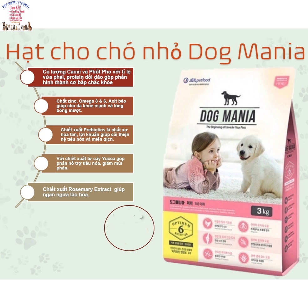 Thức ăn hạt cho Chó DOG MANIA PUPPY Gói 1.5kg Bổ sung dinh dưỡng hoàn chỉnh cho Chó con Xuất xứ từ Hàn quốc