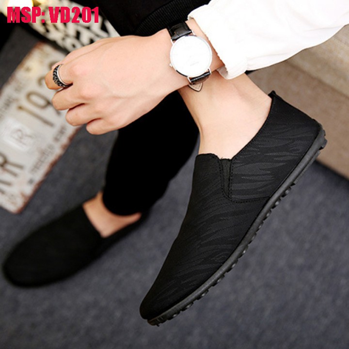( TẶNG TẤT LƯỜI NAM ) - GIÀY LƯỜI VẢI MÀU ĐEN : MSP - VD2011 | BigBuy360 - bigbuy360.vn
