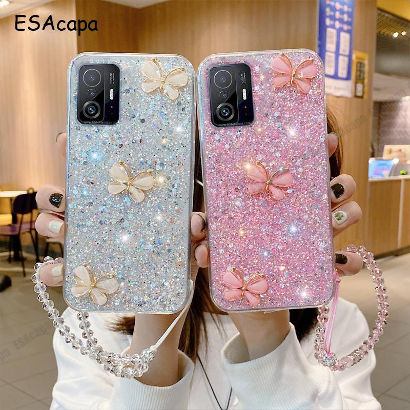 Ốp Điện Thoại Silicon Đính Hình Bướm 3D Cho Xiaomi Redmi Note 10 4G 10S 10Pro K40 11T 10T Poco M3 X3 NFC GT Redmi10 9C